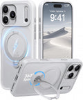 CASEKOO - Funda para iPhone 18 Pro con soporte magnético giratorio de 360 grados, color blanco mate