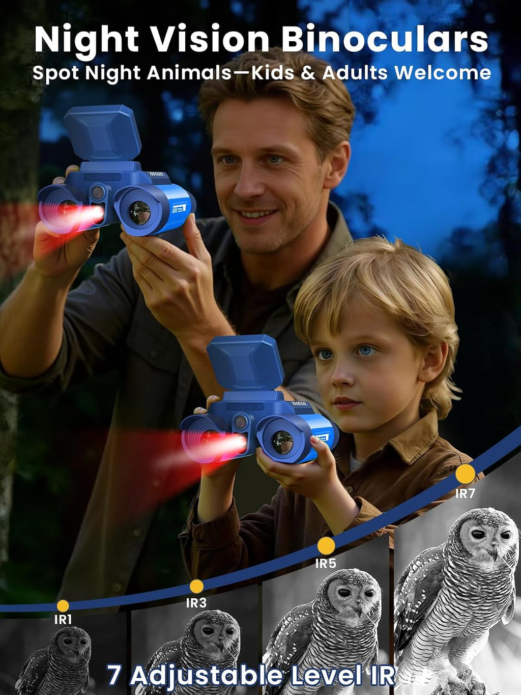 Binoculares para niños con cámara de visión nocturna, telescopio para niños, zoom óptico 10X, telescopio de aventuras mágicas, juguetes de telescopio, regalos para niños y niñas de 3, 4, 5, 6