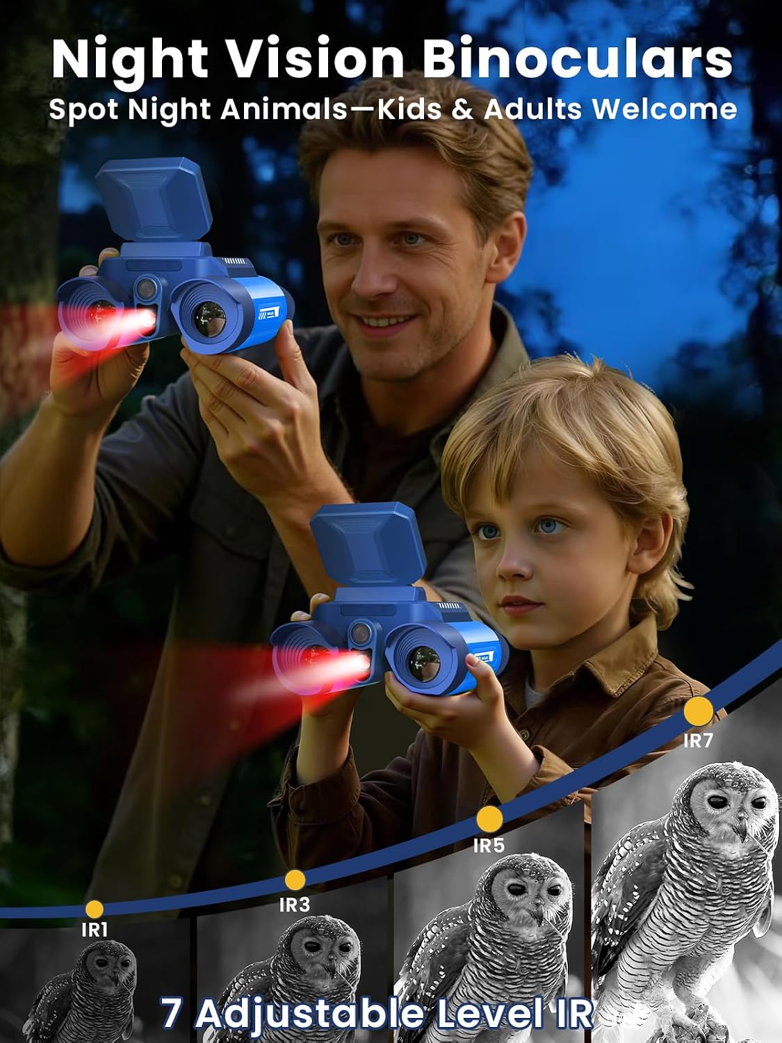 Binoculares para niños con cámara de visión nocturna, telescopio para niños, zoom óptico 10X, telescopio de aventuras mágicas, juguetes de telescopio, regalos para niños y niñas de 3, 4, 5, 6