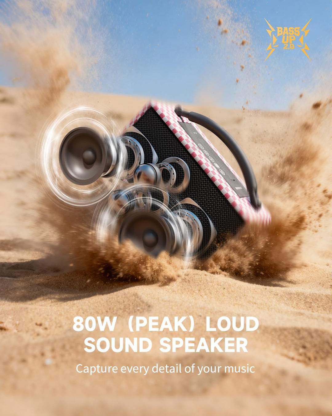 DINDIN Altavoz Bluetooth portátil: 80W (pico), tiempo de reproducci...