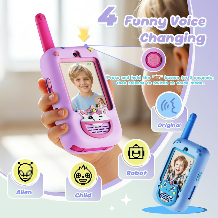Walkie Talkies de video para niños, paquete de 2 con cámara HD, rad...