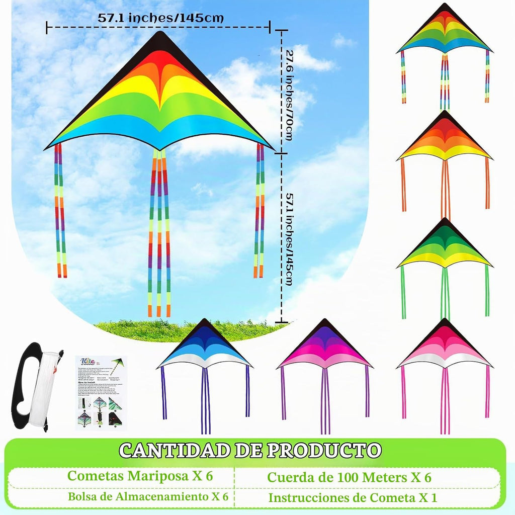 Halloscume - Cometas Delta grandes para adultos de 57 pulgadas Rainbow