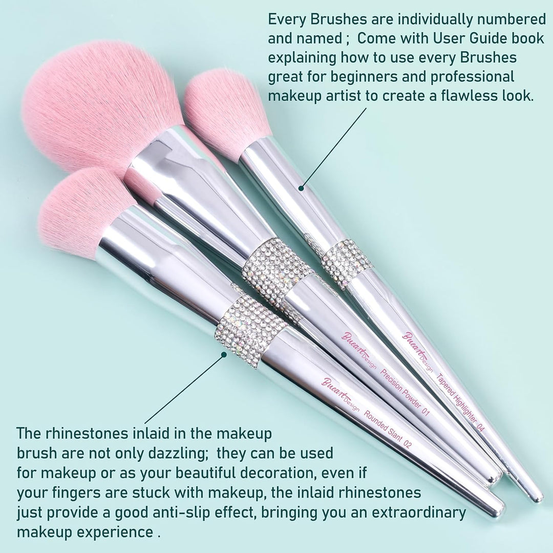 Bueart Design Juego elegante de brochas de maquillaje rosa pálido u...
