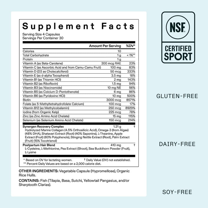 Nutrafol Suplementos para el crecimiento del cabello posparto, clín...