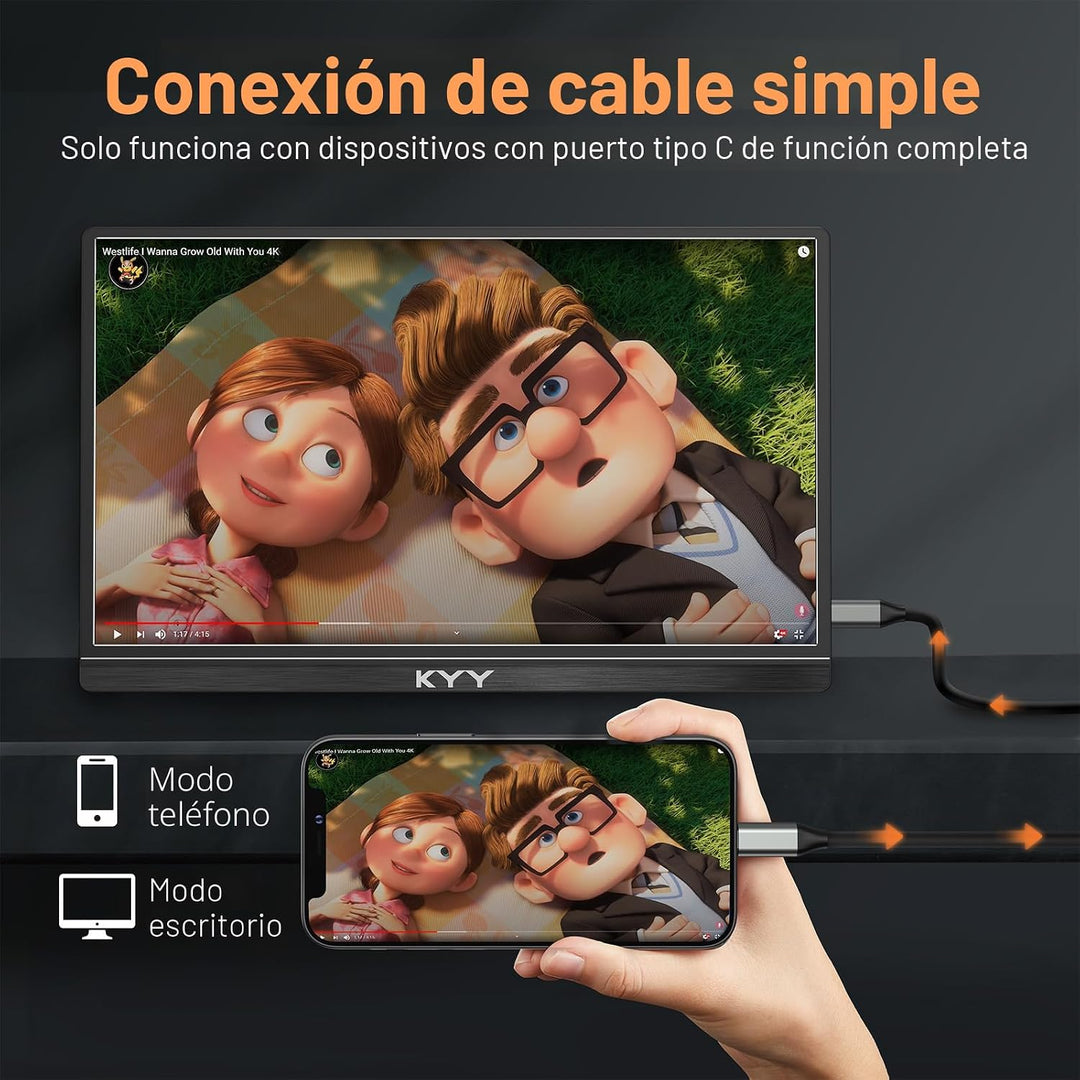 Monitor portátil KYY 15.6 '' FHD 1080P USB C HDMI Monitor para jueg...