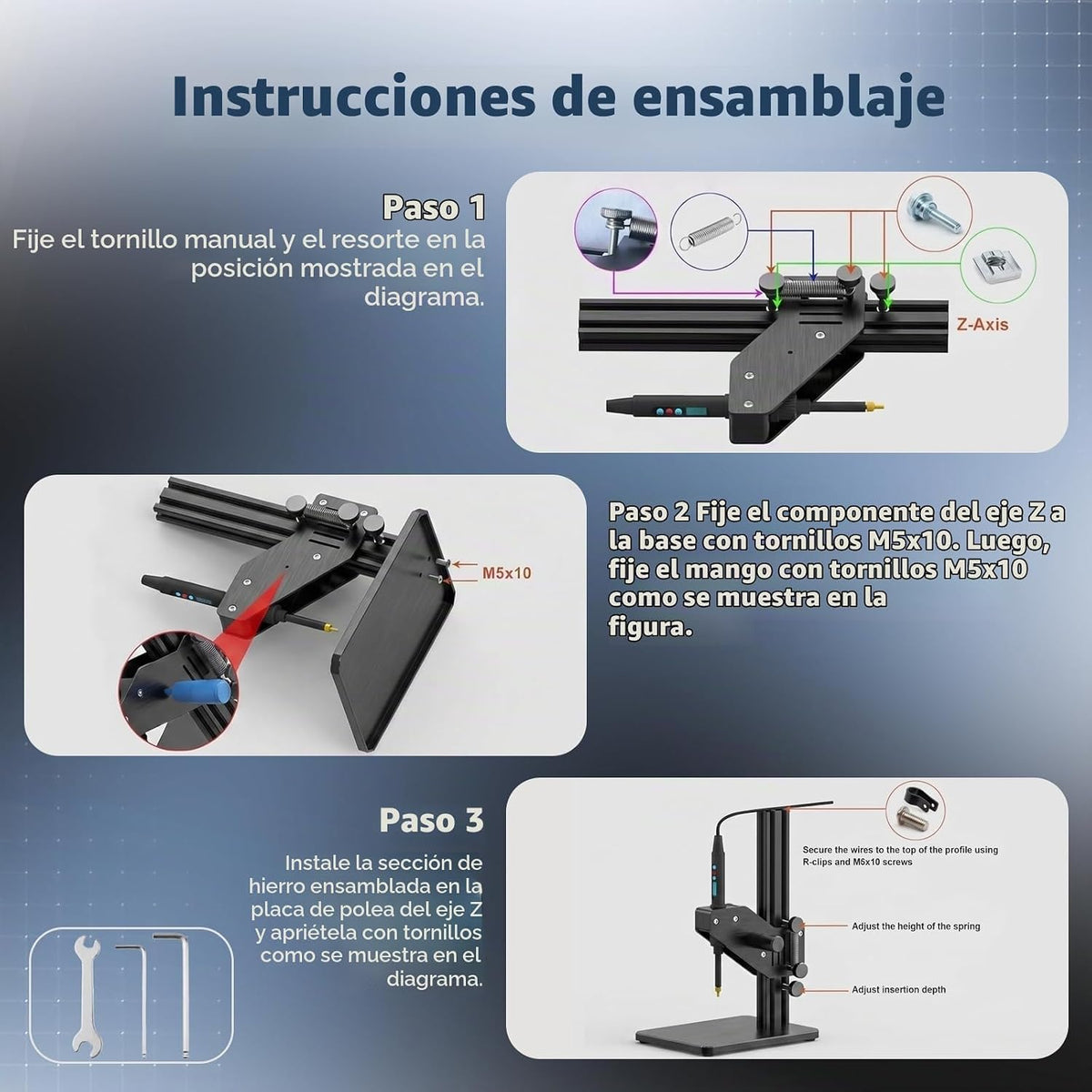 Vertical Heat Set Insert Tools Kit 200mm Working Height para 3D Printing