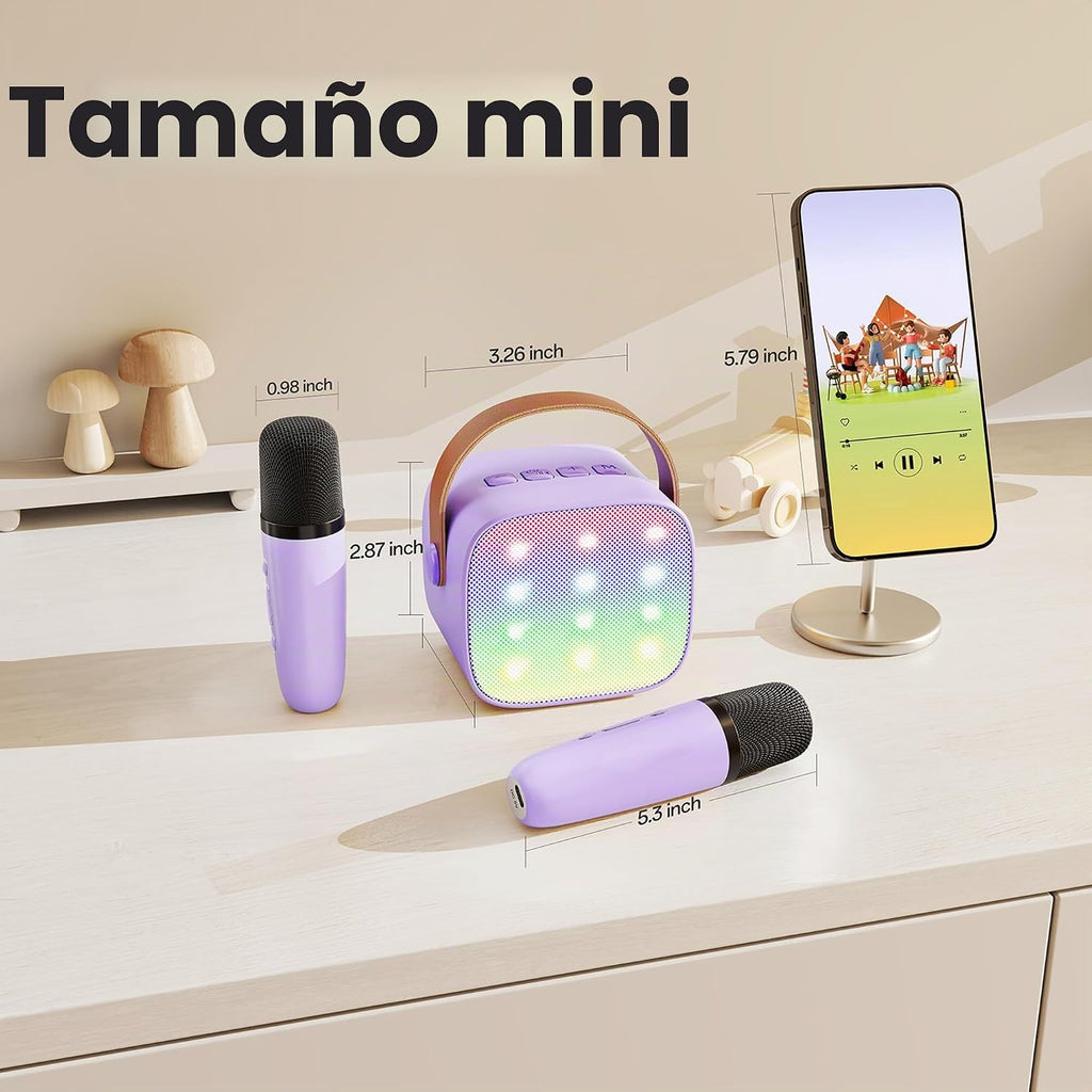 YLL Mini máquina de karaoke con 4 micrófonos inalámbricos, regalos para
