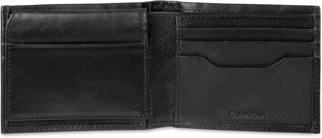 Calvin Klein Billetera plegable minimalista de piel RFID para hombr...