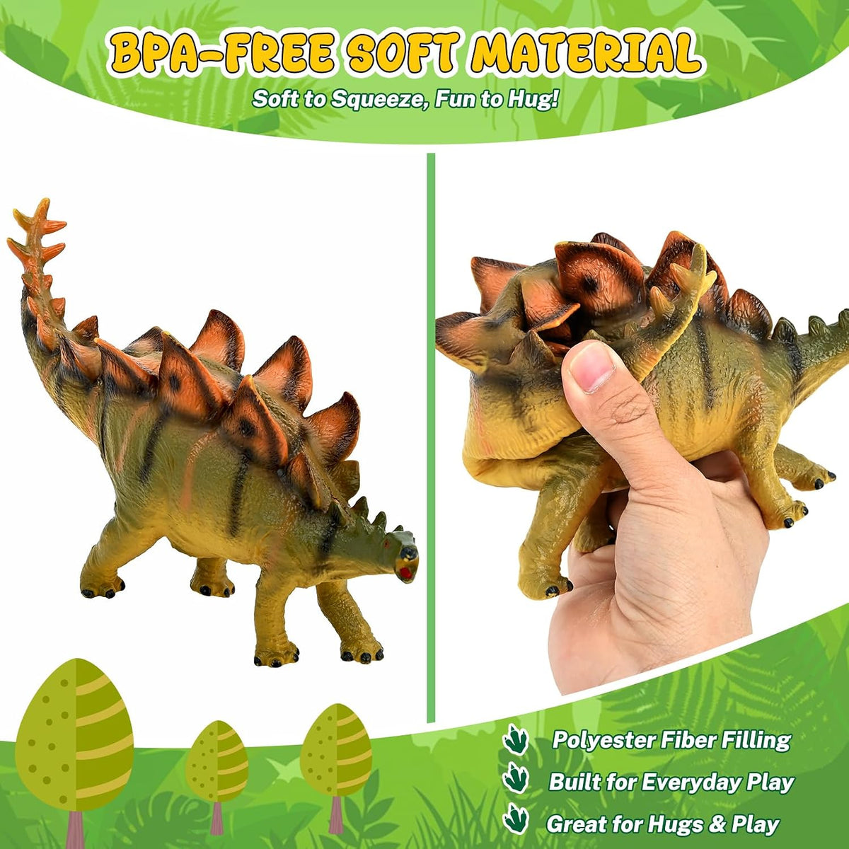 Juguetes de dinosaurio grandes para niños de 3 a 5 años, 4 piezas de 10 pulgadas, juguete realista de dinosaurio suave para los amantes de los dinosaurios, figuras de dinosaurio grandes de