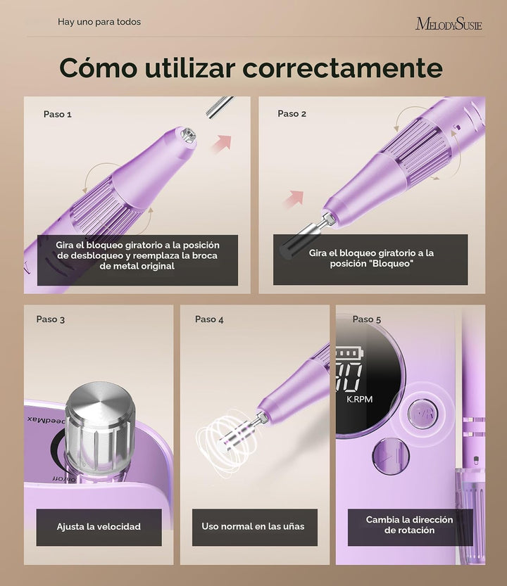 MelodySusie Lima de uñas inalámbrica de nivel de entrada con clip,...