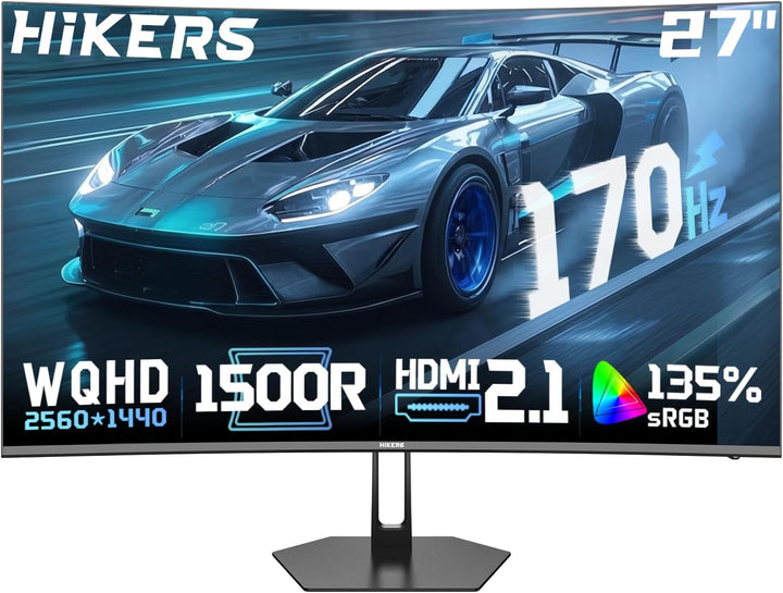 Hikers Monitor curvo de 27 pulgadas 170Hz 144Hz, 2K 1440P Monitor d...
