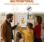 Kit familiar de huellas de manos y fundición a mano, recuerdo de manualidades con marco de madera, pinturas no tóxicas, kit de pasarela para bebé, regalo perfecto para abuelos, nuevos padres y familias (blanco, 4 hojas transparentes)