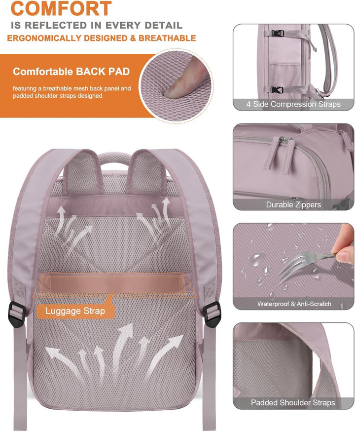 Mochila de viaje Capoolo para mujeres y hombres, mochila impermeabl...