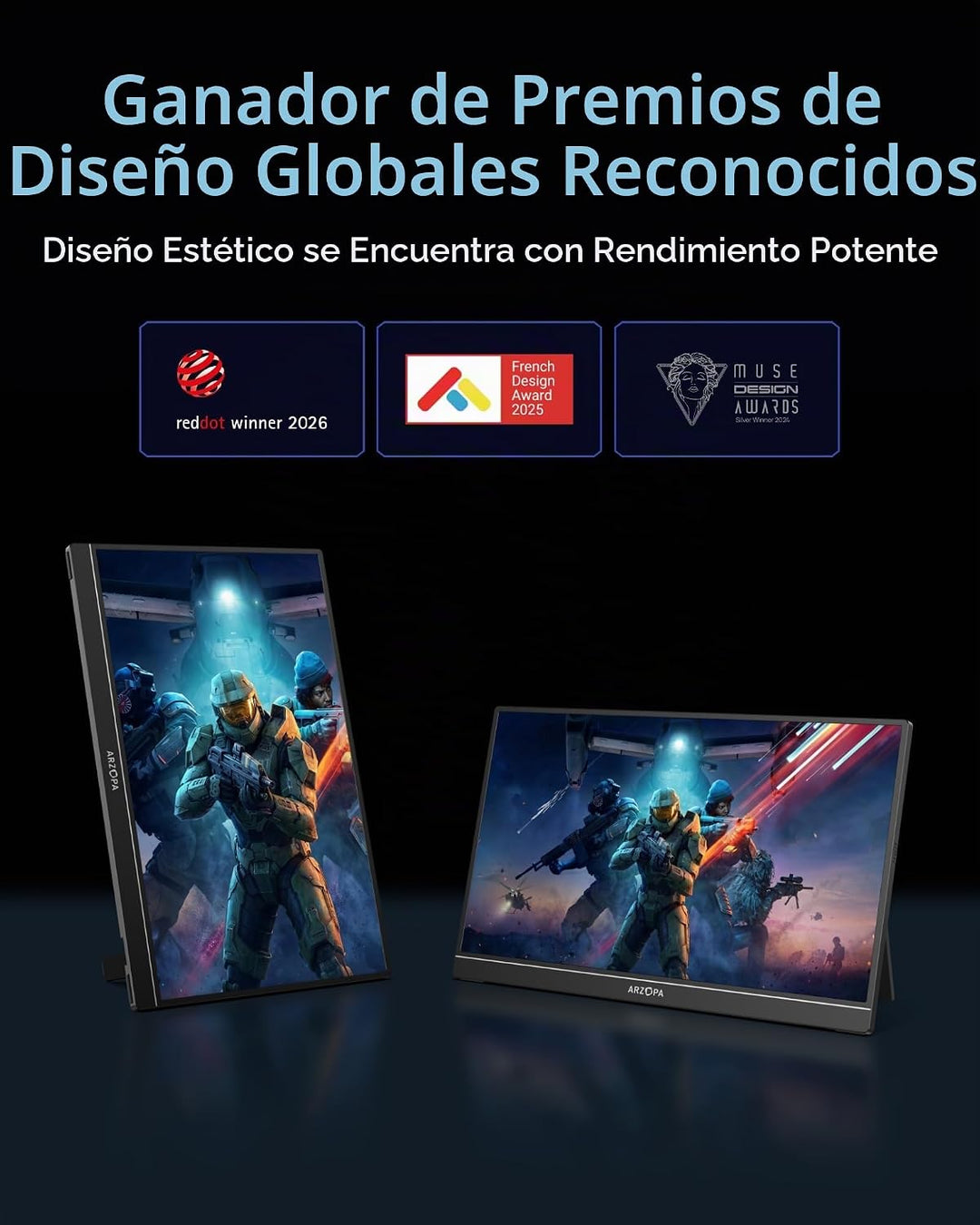 ARZOPA Monitor portátil para juegos de 16.1 pulgadas y 144 Hz, 106%...
