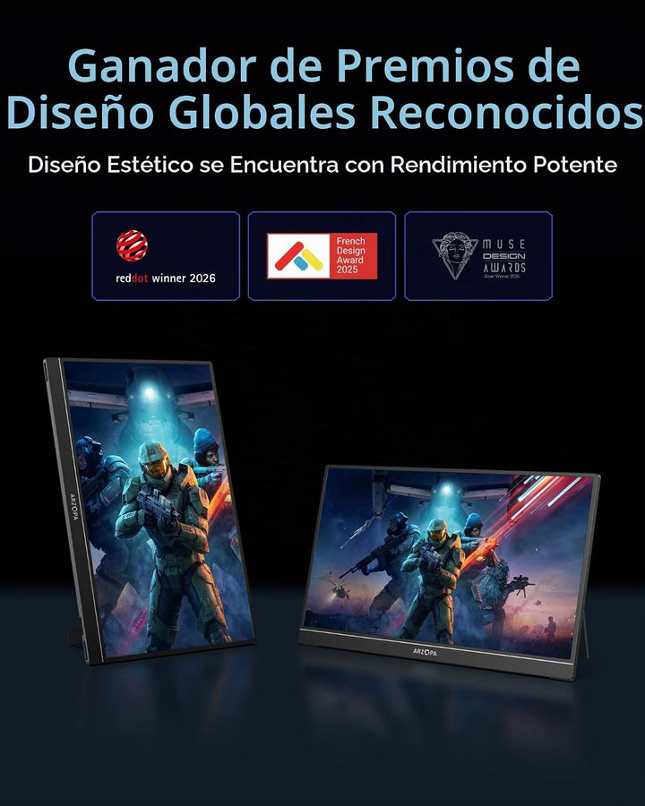 ARZOPA Monitor portátil para juegos de 16.1 pulgadas y 144 Hz, 106%...