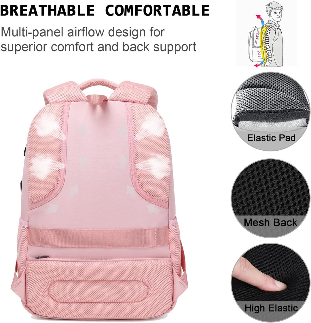 Mochila para Laptop Volher, Rosa claro, 15,6 pulg., Computadora por...