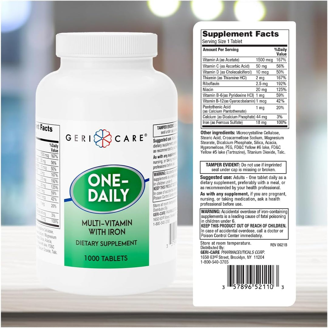 GeriCare Multi-vitamina con hierro para un día, suplemento nutricio...