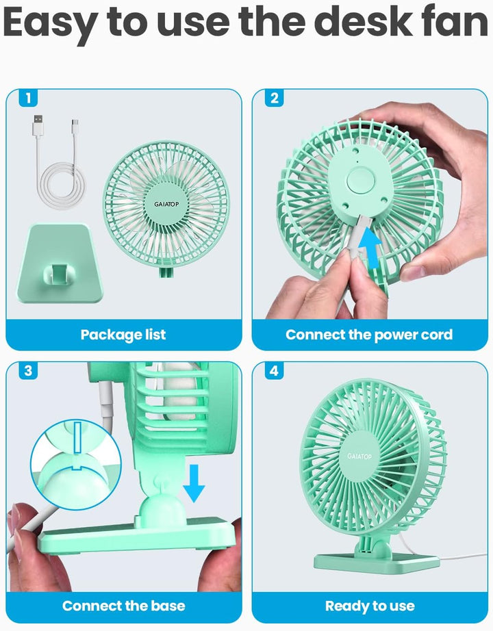 Gaiatop - Ventilador de escritorio USB, pequeño pero potente, perso...