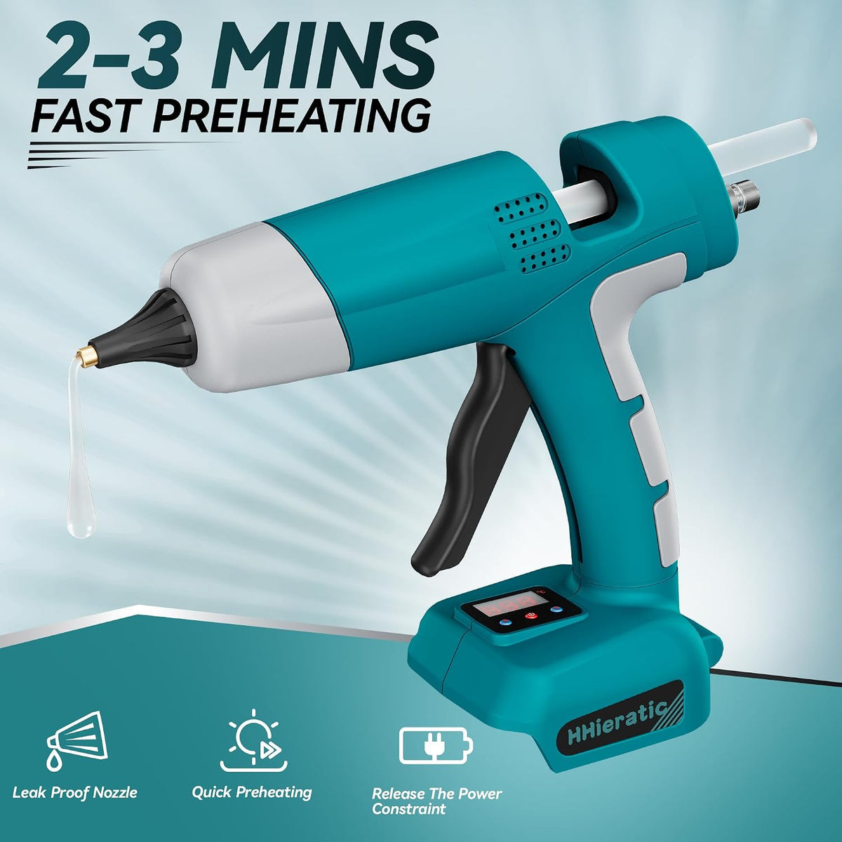 Pistola de pegamento caliente inalámbrica para batería Makita de 18 V, pistolas de pegamento para manualidades con pantalla digital, controles de temperatura y cantidad, kit de pistola de pegamento caliente con 30 varillas para bricolaje, artes y