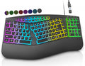 Teclado dividido ergonómico con cable con retroiluminación RGB y