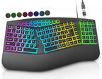 Teclado dividido ergonómico con cable con retroiluminación RGB y