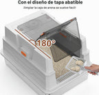AIPERRO Caja de arena para gato de acero inoxidable cerrada extra grande con tapa - XXXL