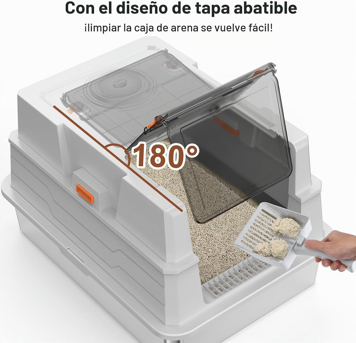 AIPERRO Caja de arena para gato de acero inoxidable cerrada extra grande con tapa - XXXL