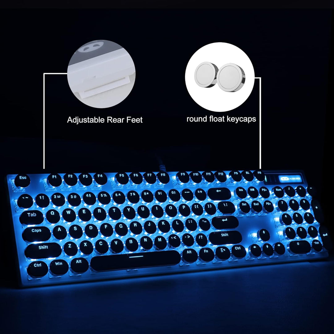 Camiysn Teclado Mecánico para Juegos Estilo Máquina de Escribir, Te...