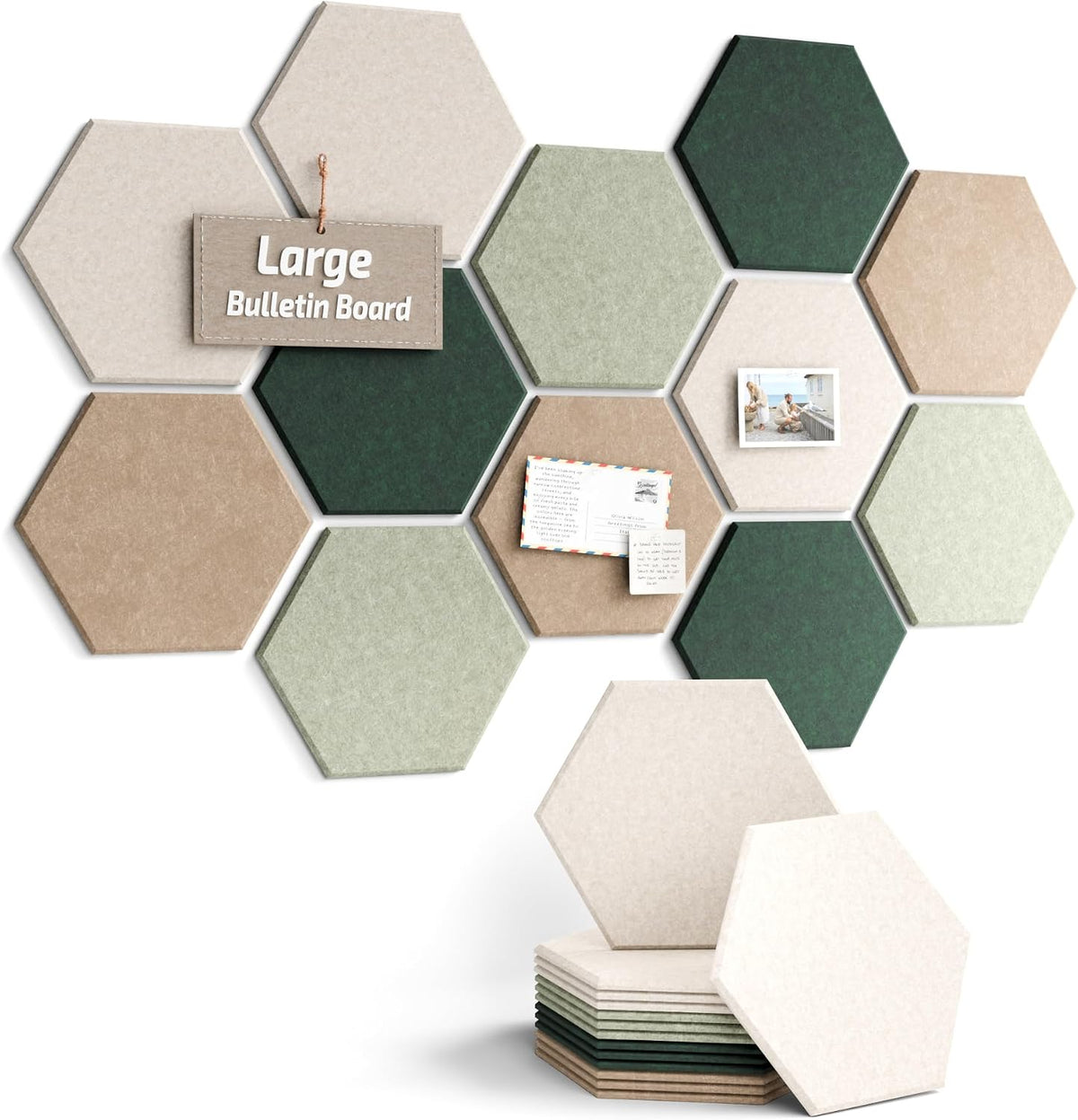 Paquete de 12 azulejos hexagonales de fieltro para tablón de
