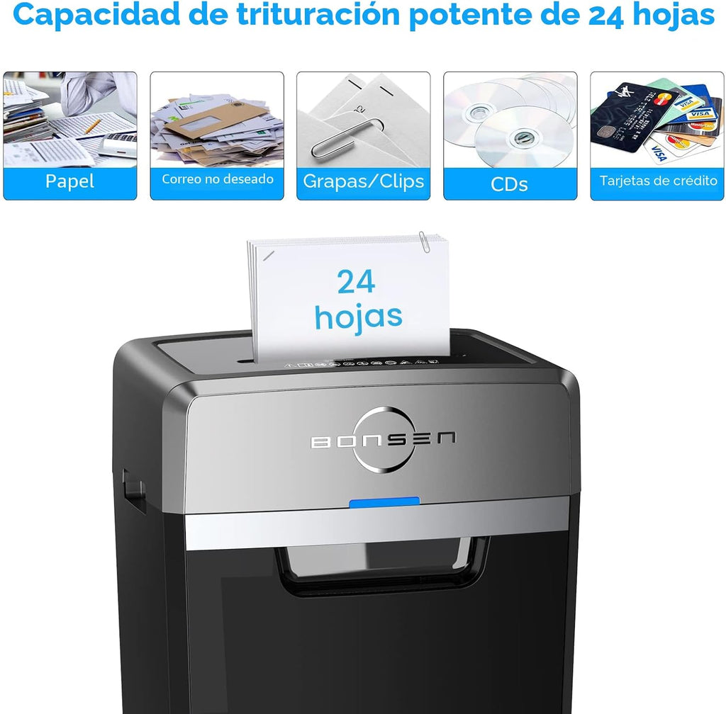BONSEN Trituradora de papel resistente de alta seguridad P-4 de corte