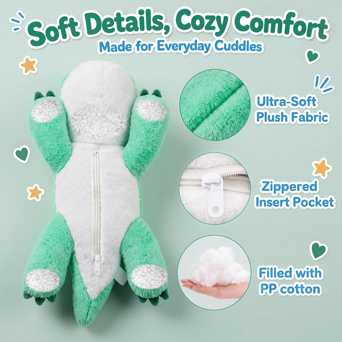 Dinosaurio de peluche para microondas, 20 pulgadas