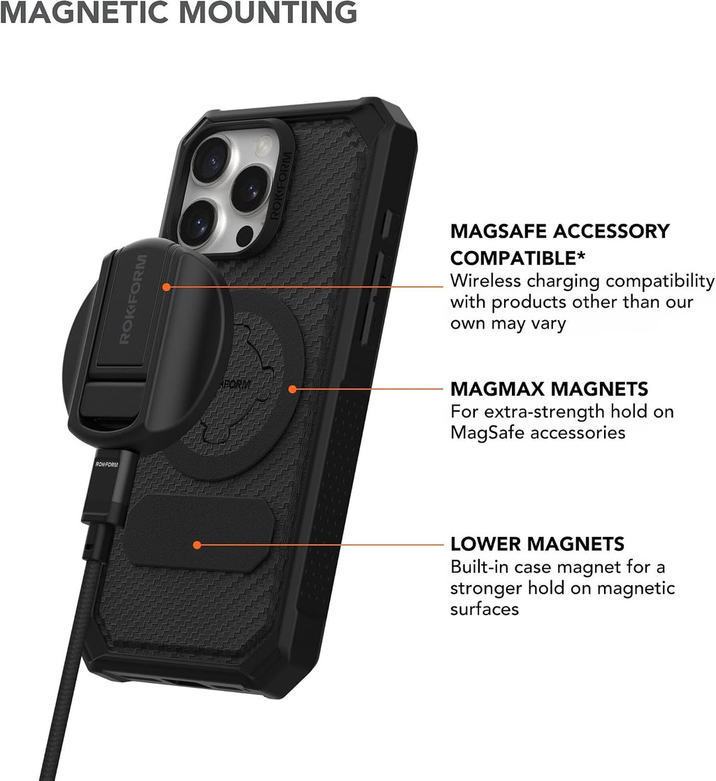 Rokform Funda resistente para iPhone 16 Pro Max + soporte de teléfono para motocicleta