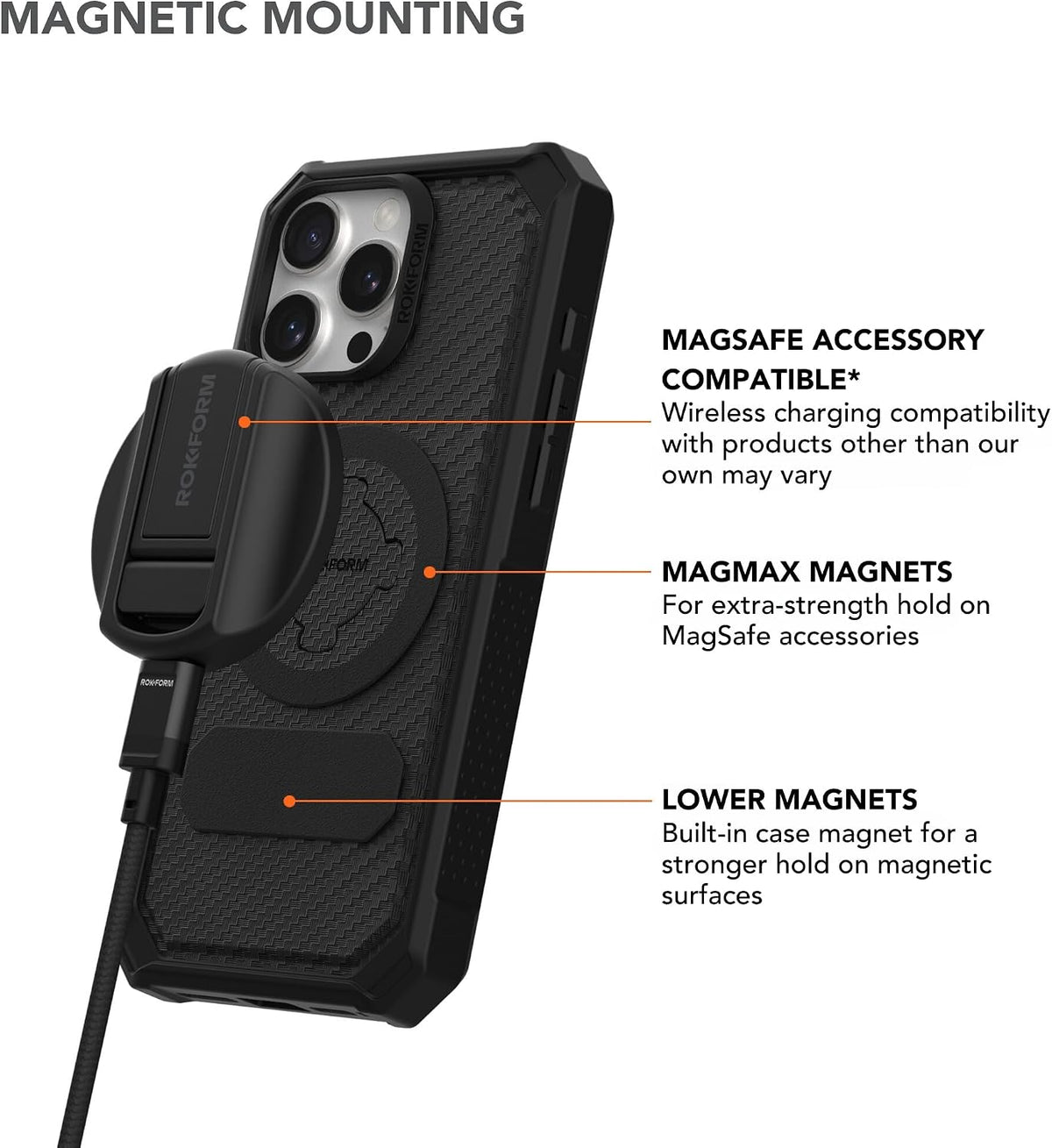 Rokform Funda resistente para iPhone 16 Pro Max + soporte de teléfono para motocicleta