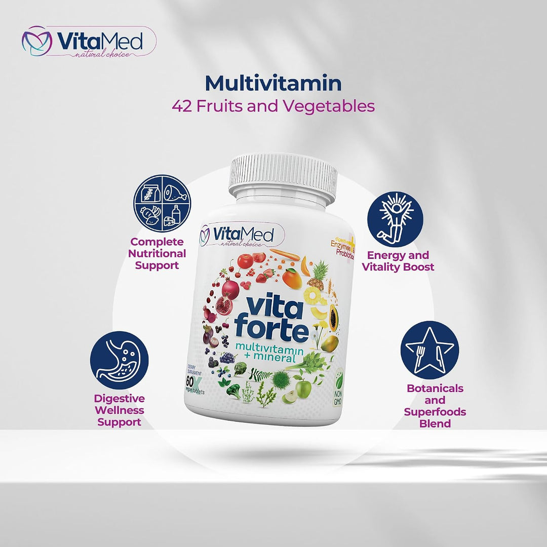 Vita Forte Multivitamínico vegano con probióticos, enzimas digestiv...
