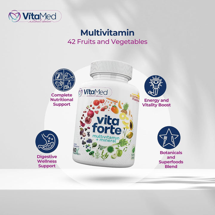 Vita Forte Multivitamínico vegano con probióticos, enzimas digestiv...