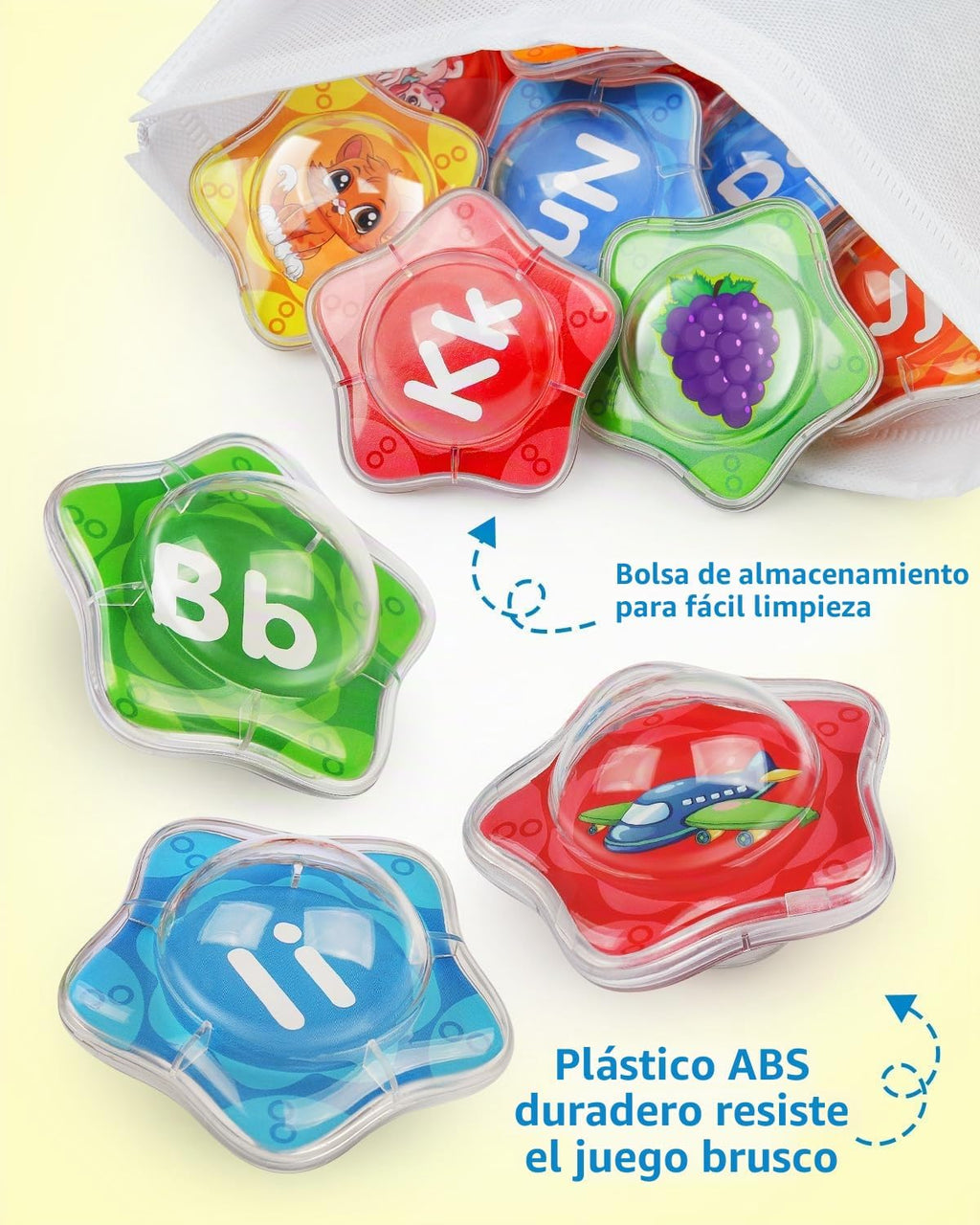 Coogam Juguetes flotantes de baño con estrella de mar, juego de 26 letras del alfabeto para bañera, juguete educativo Montessori para piscina de agua, actividades de aprendizaje, juguete de ducha
