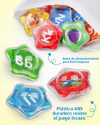 Coogam Juguetes flotantes de baño con estrella de mar, juego de 26 letras del alfabeto para bañera, juguete educativo Montessori para piscina de agua, actividades de aprendizaje, juguete de ducha