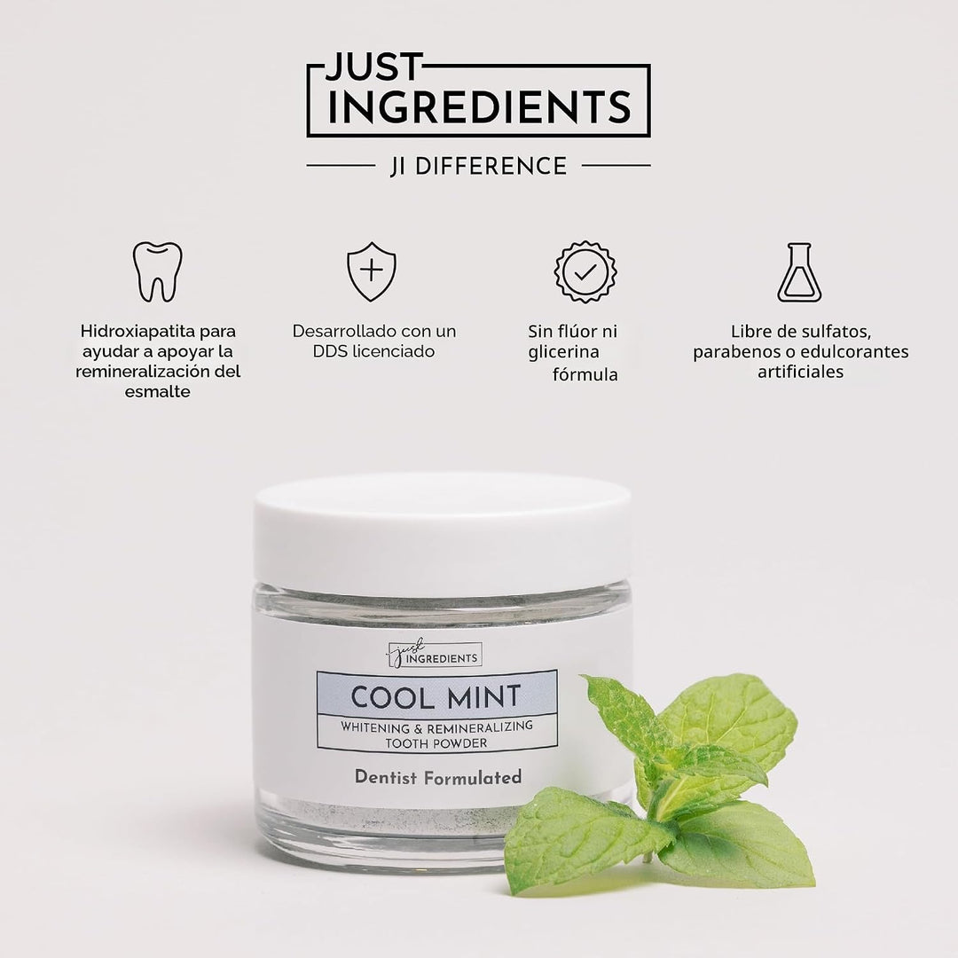 JUST INGREDIENTS Polvo de dientes remineralizante, sin flúor, 1 oz...