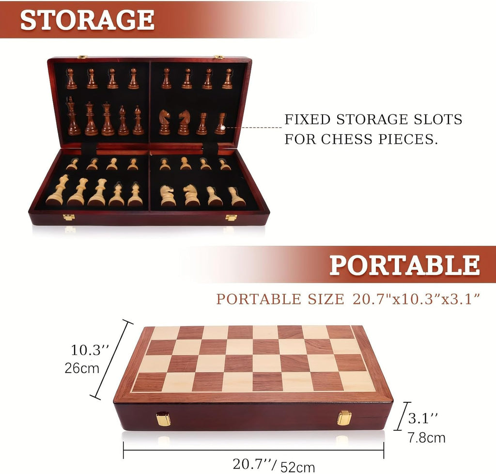 Juego de ajedrez de madera extra grande de 20" para adultos 4.5" King