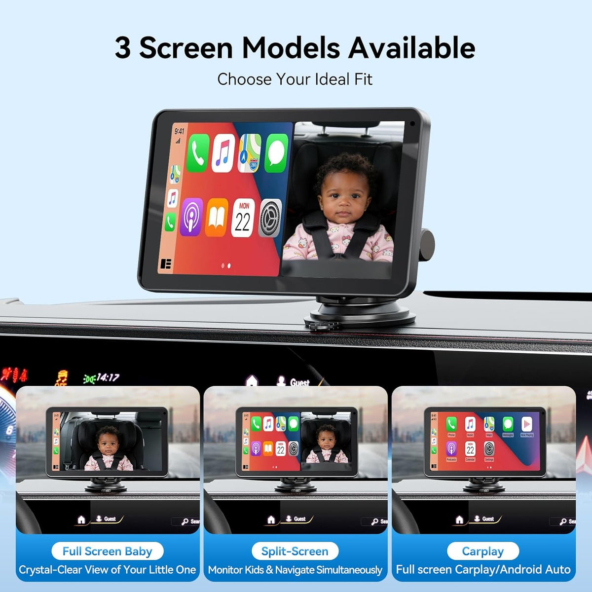 Mtawosh Ultimate Baby Car Monitor Bundle: sistema de pantalla divid...