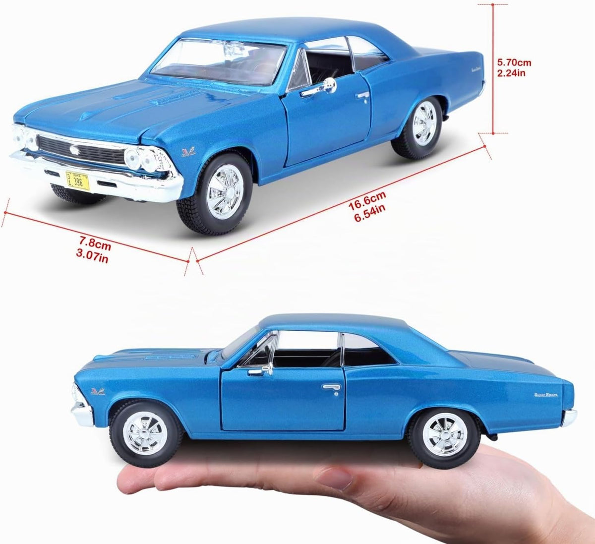 Maisto 1:24 1966 Chevy Chevelle SS 396 Modelo de coche, multicolor