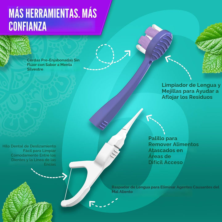 GuruNanda Cepillo de dientes desechable listo para usar de 6 en 1,...