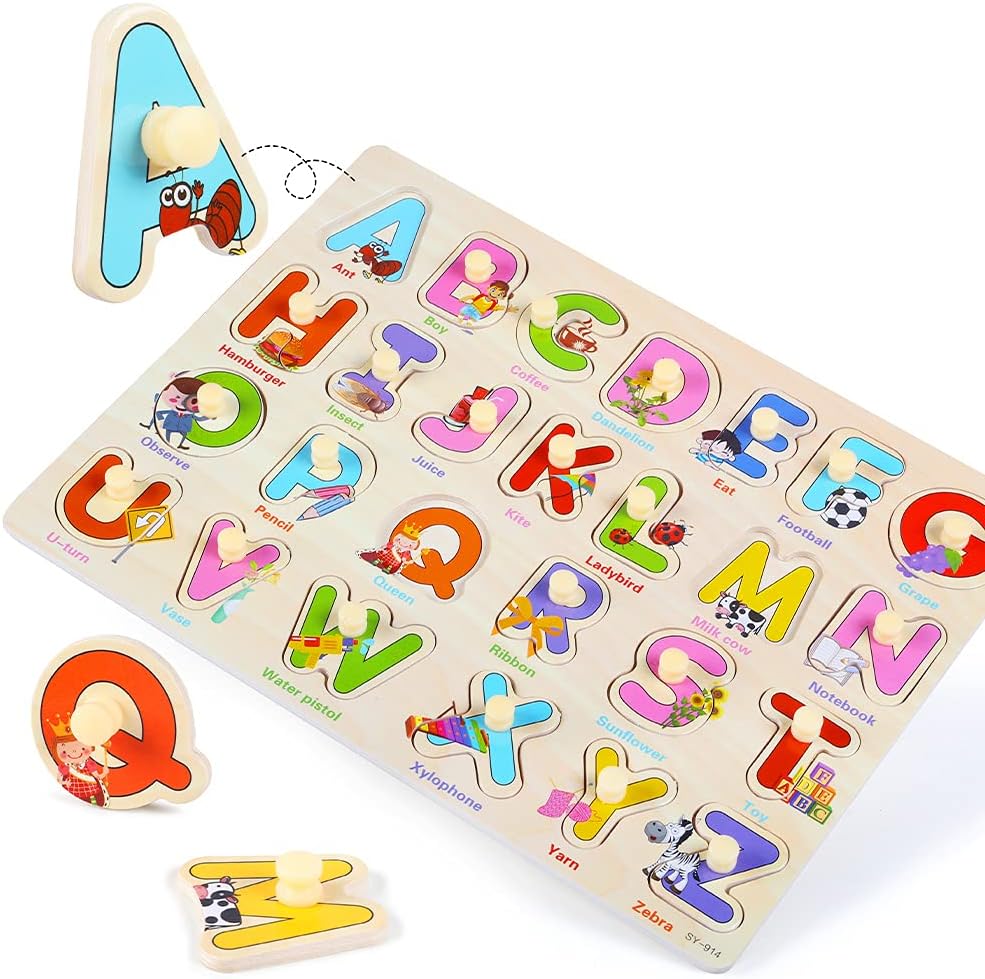 GRINNNIE - Rompecabezas de madera para niños pequeños de 3