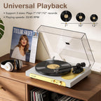 Seasonlife® Tocadiscos inalámbrico de entrada y salida, reproductor de vinilo de alta fidelidad con contrapeso ajustable y antideslizante, preamplificador de teléfono integrado, cartucho AT-3600L para