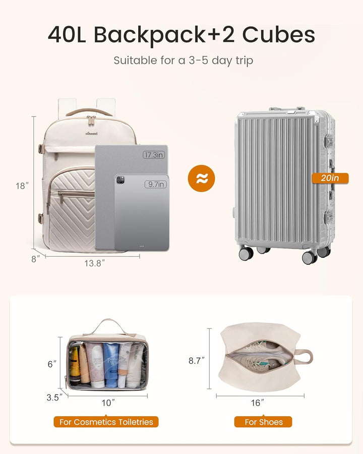 LOVEVOOK Mochila de viaje de 40L para mujeres y hombres, bolsa de v...