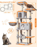 Taoqimiao Gran Árbol para Gatos, 73 in de Altura Torre para Gatos con 2 Dens Felinos Acolchados