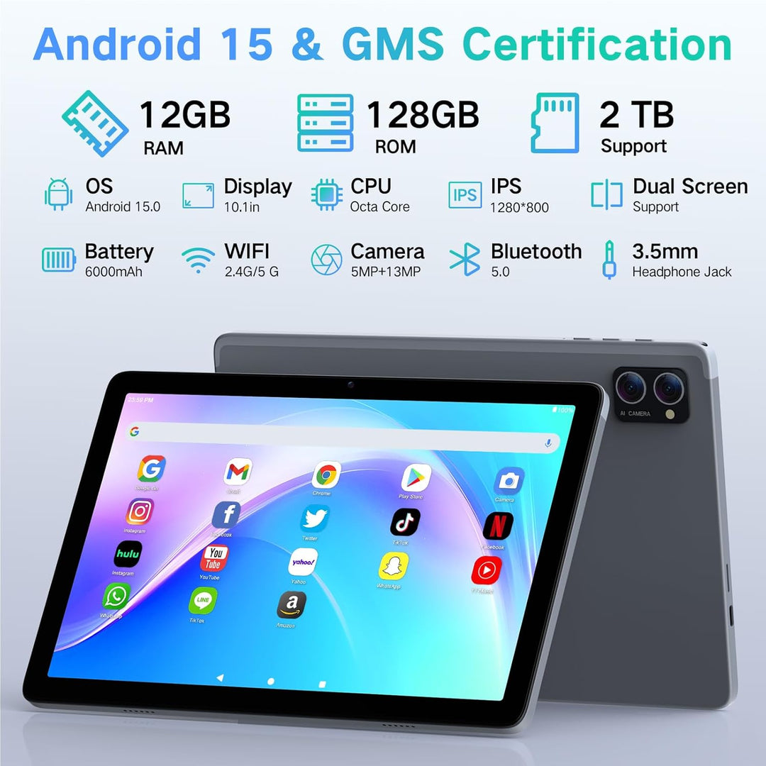 LECTRUS Tablet Android 15 de 10.1 pulgadas con Gemini AI, Octa-Core...