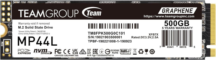 TEAMGROUP TM8FPK500G0C101 - Unidad de estado sólido SSD MP44L de 50...