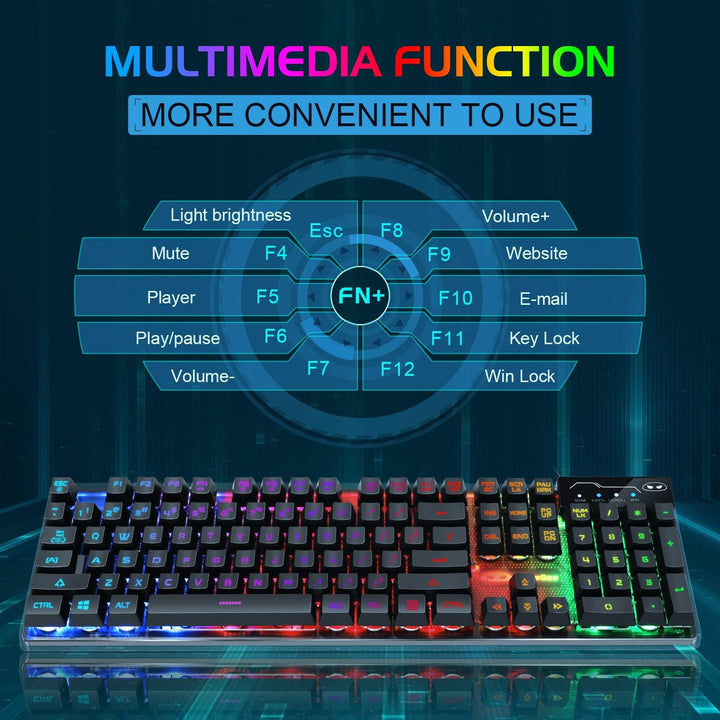 Combo de teclado y mouse para juegos, teclado con retroiluminación...