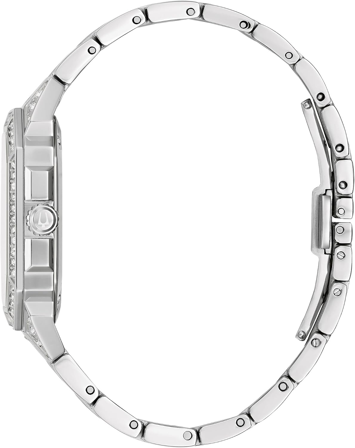 Bulova Reloj de acero inoxidable de plata Octava para hombre; esfera de forma octágona, estilo de 3 manecillas: 96A285
